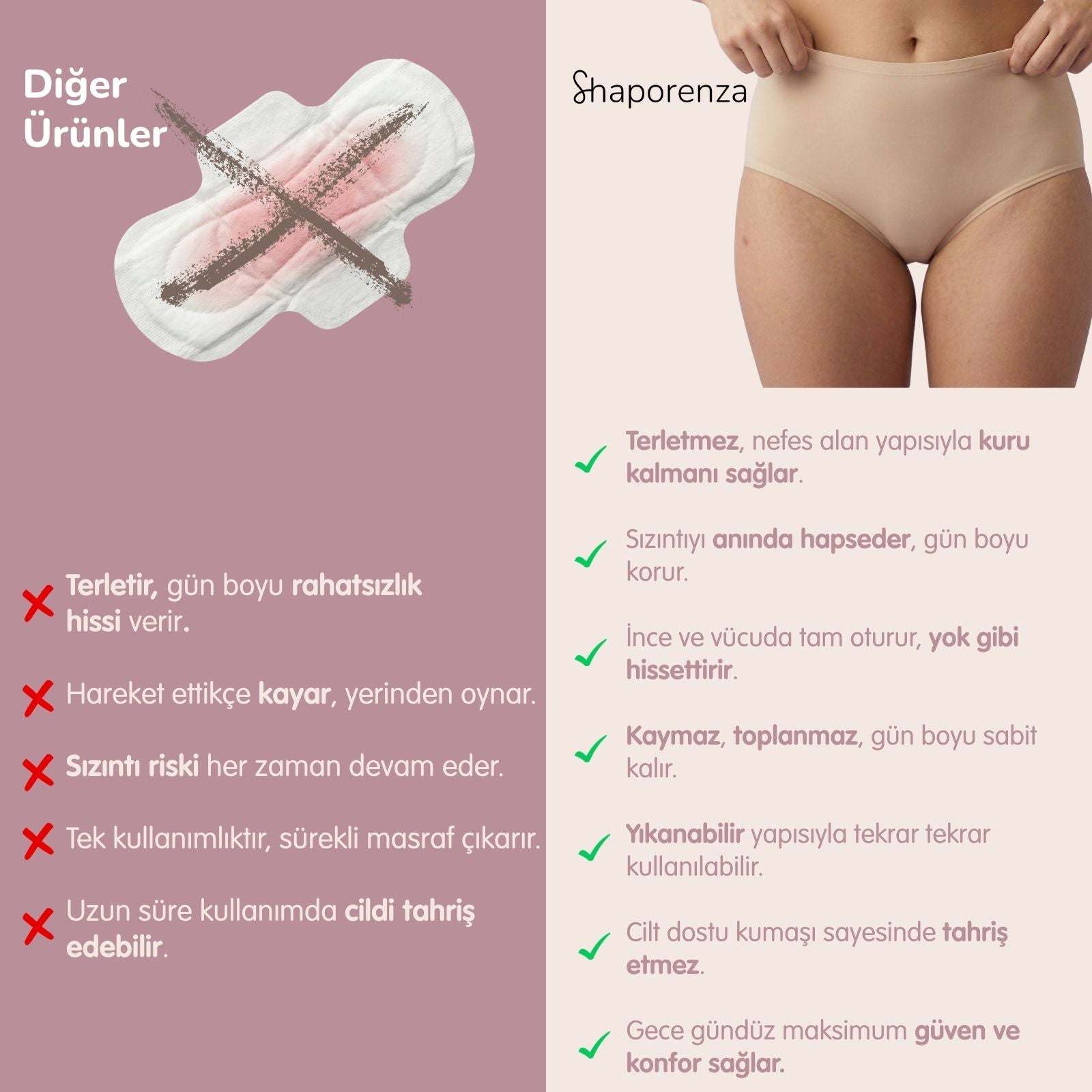 Shaporenza™ Sızdırmaz İç Çamaşırı – Kontrolü Geri Al